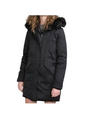 Zara Trafaluc Dry and Warm black hooded down parka winter coat L